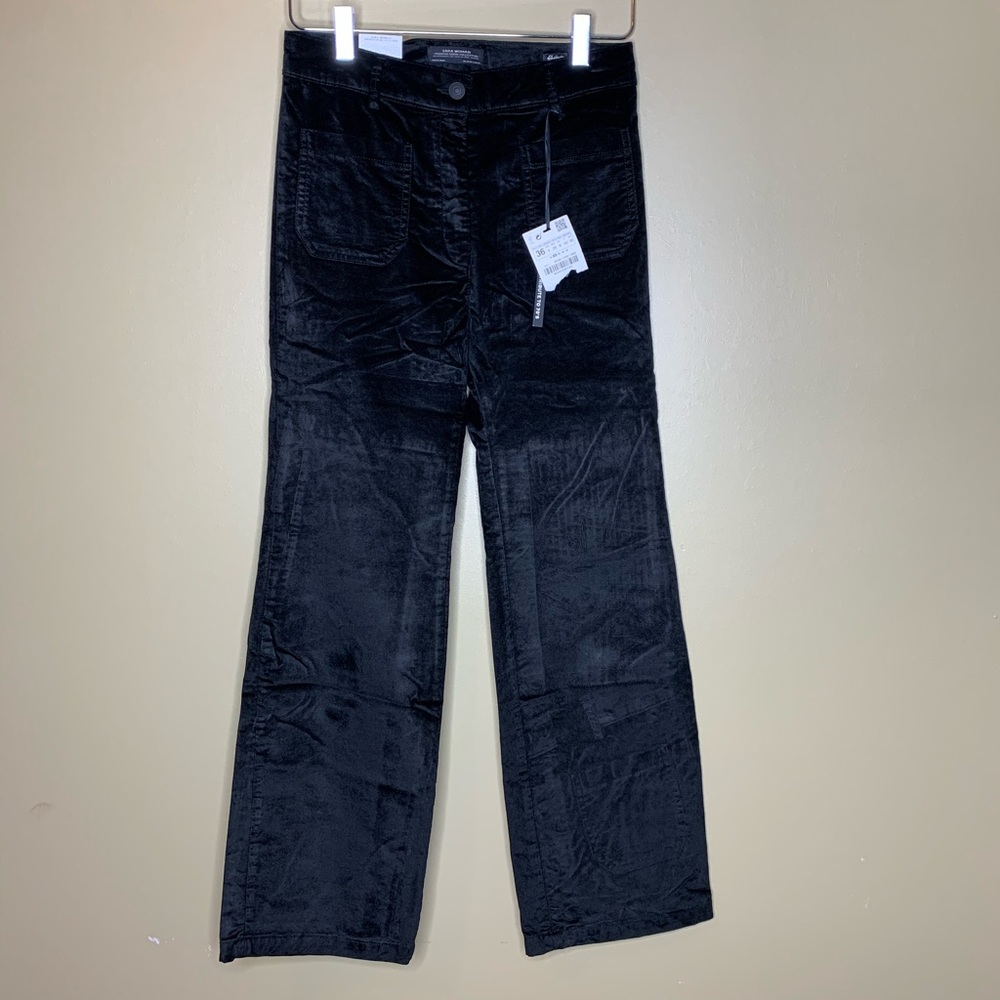 NWT Zara Crop Flare Black 70s Tribute Pants Size 4